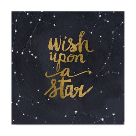 Sara Zieve Miller 'Starry Words Gold - Wish Upon A Star' Canvas Art,24x24